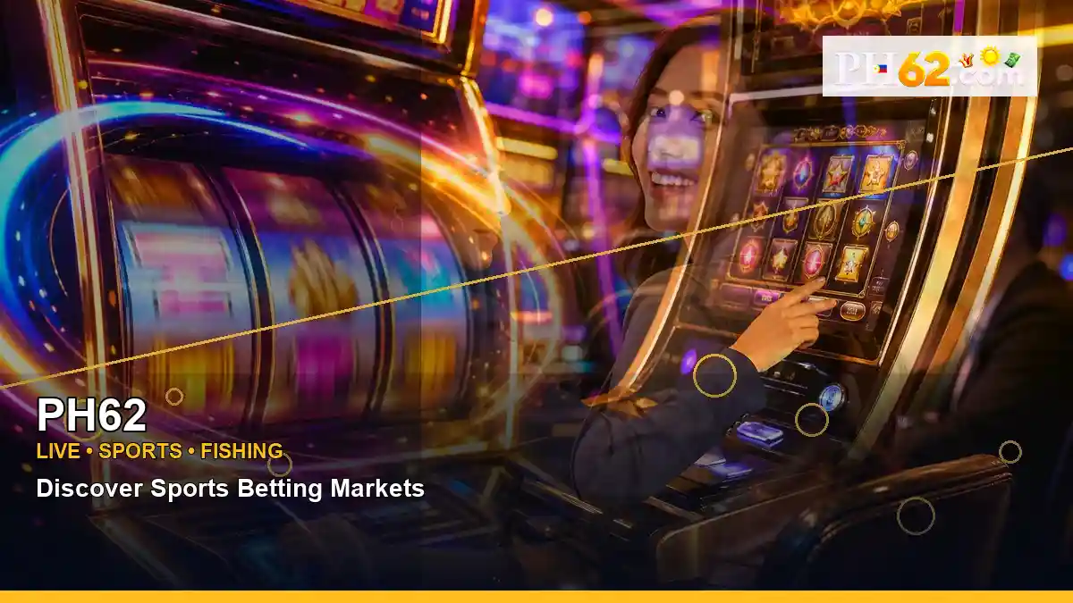 PH62 luxury online slot games featuring an adult Filipina casino host with a left-diagonal composition