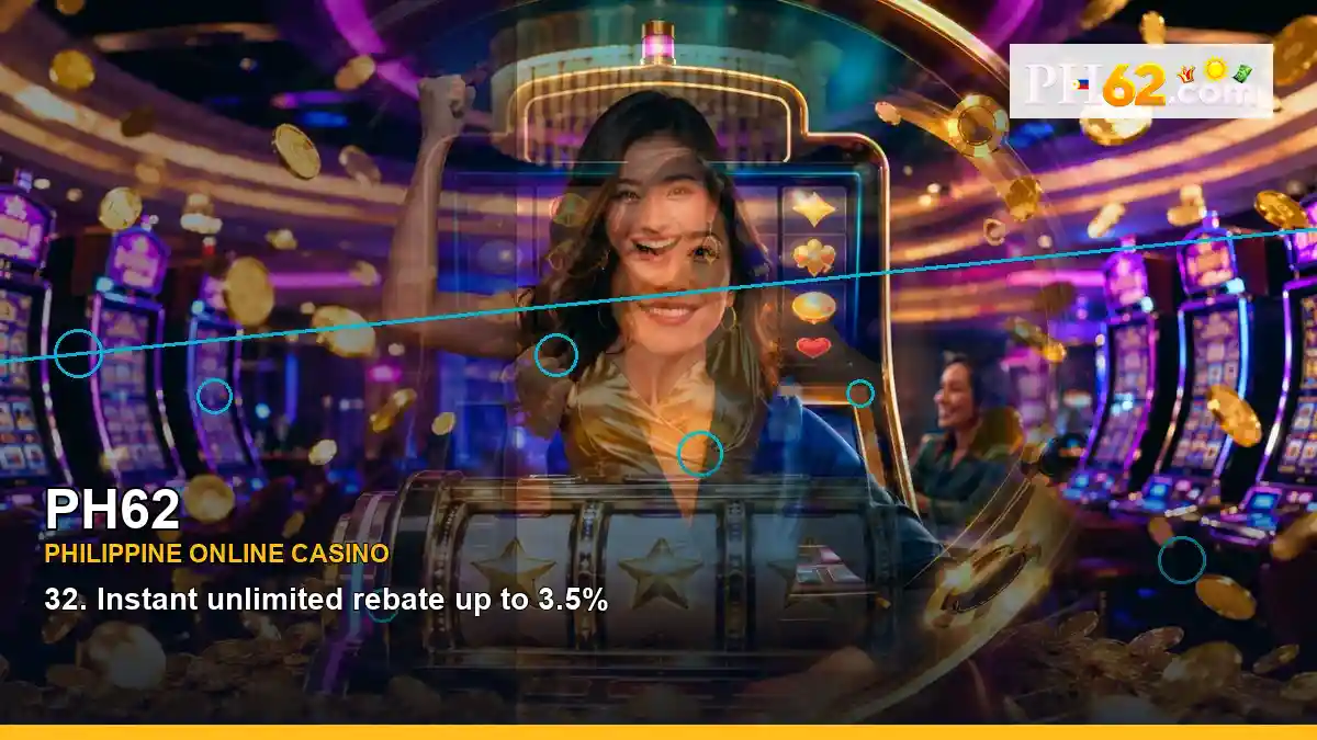 PH62 mobile casino first deposit rewards in a right close-up scene for the PH62 brand search, casino access, games, account